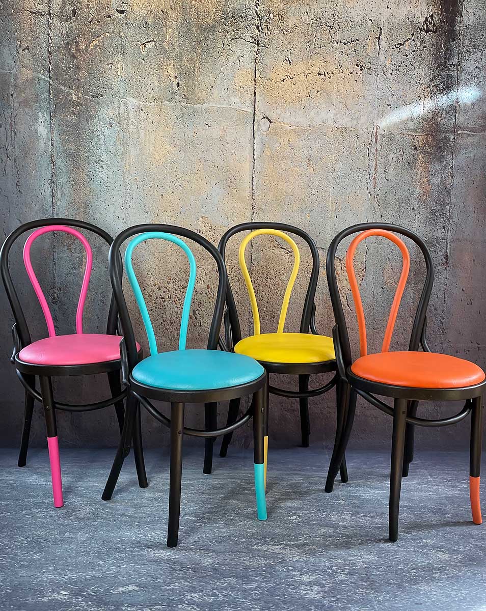 Hand painted bistro wooden chairs