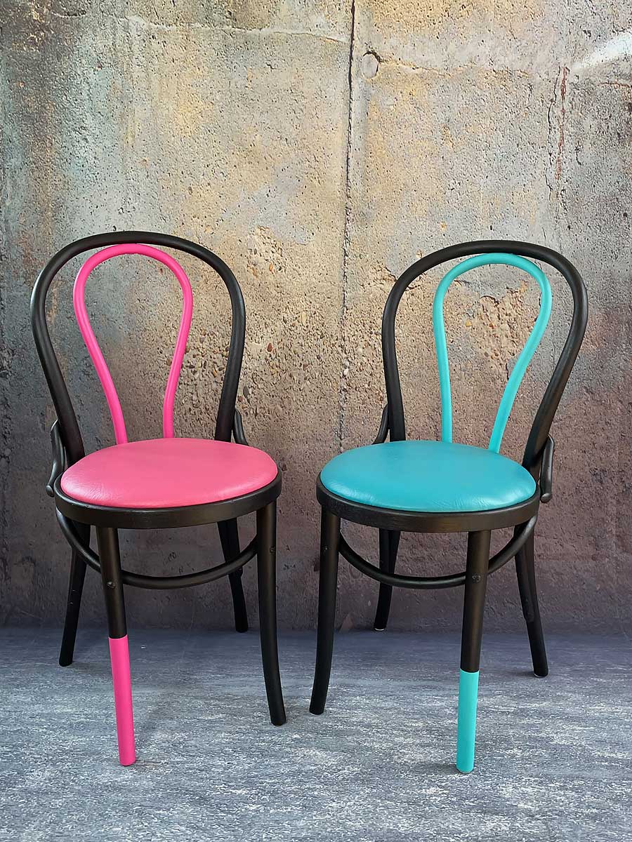 Hand painted bistro wooden chairs - Image 4