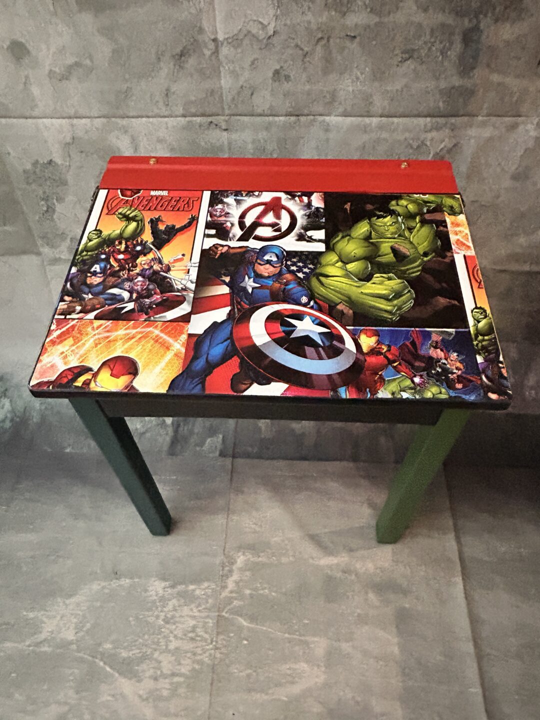 Old style School Desk up cycled with Funky Marvel Design - Image 7