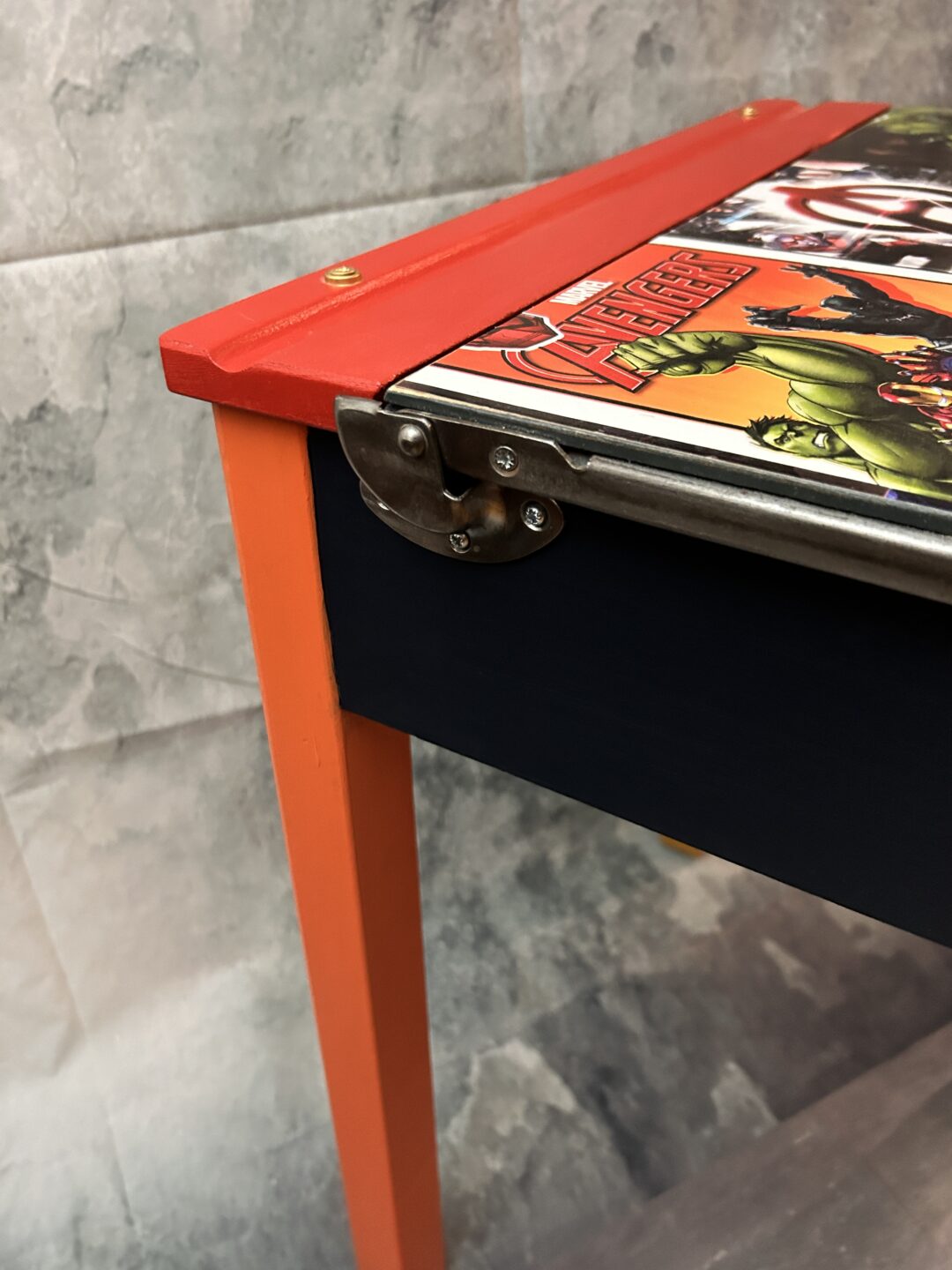 Old style School Desk up cycled with Funky Marvel Design - Image 11