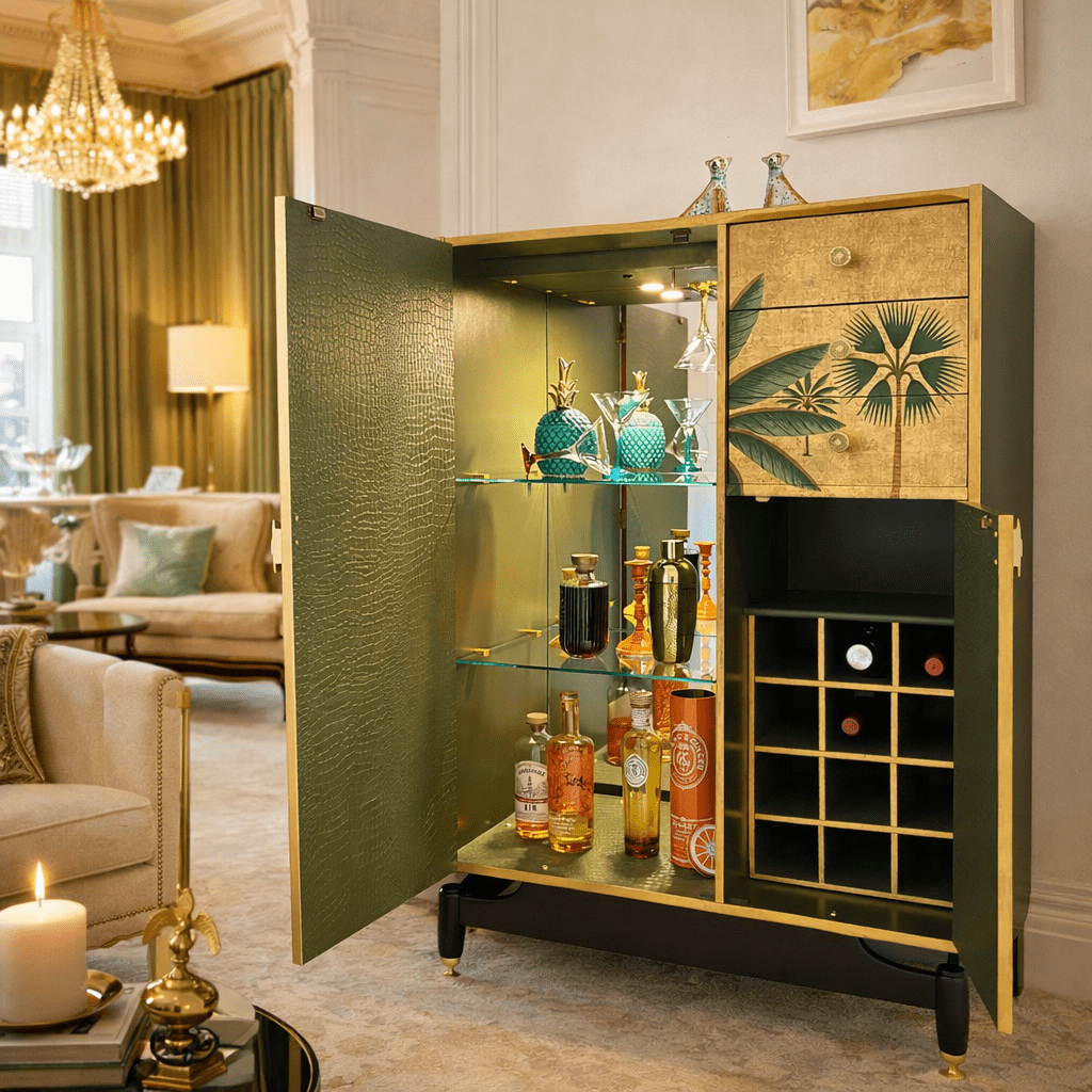 Mid Century Compactum Cheetah Shenanigans Bespoke Drinks Cabinet